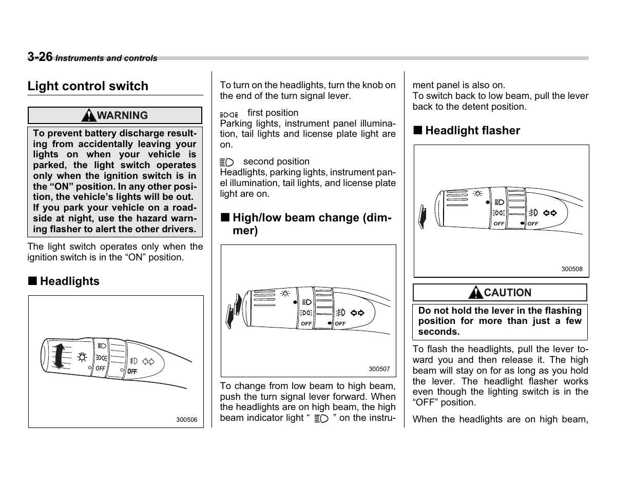 Light control switch | Subaru A3100BE User Manual | Page 146 / 376
