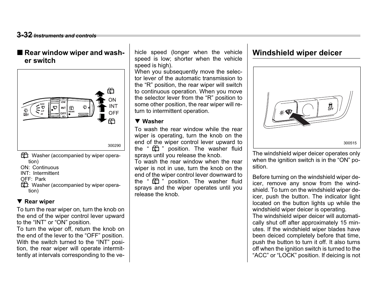 Windshield wiper deicer | Subaru A3100BE User Manual | Page 152 / 376