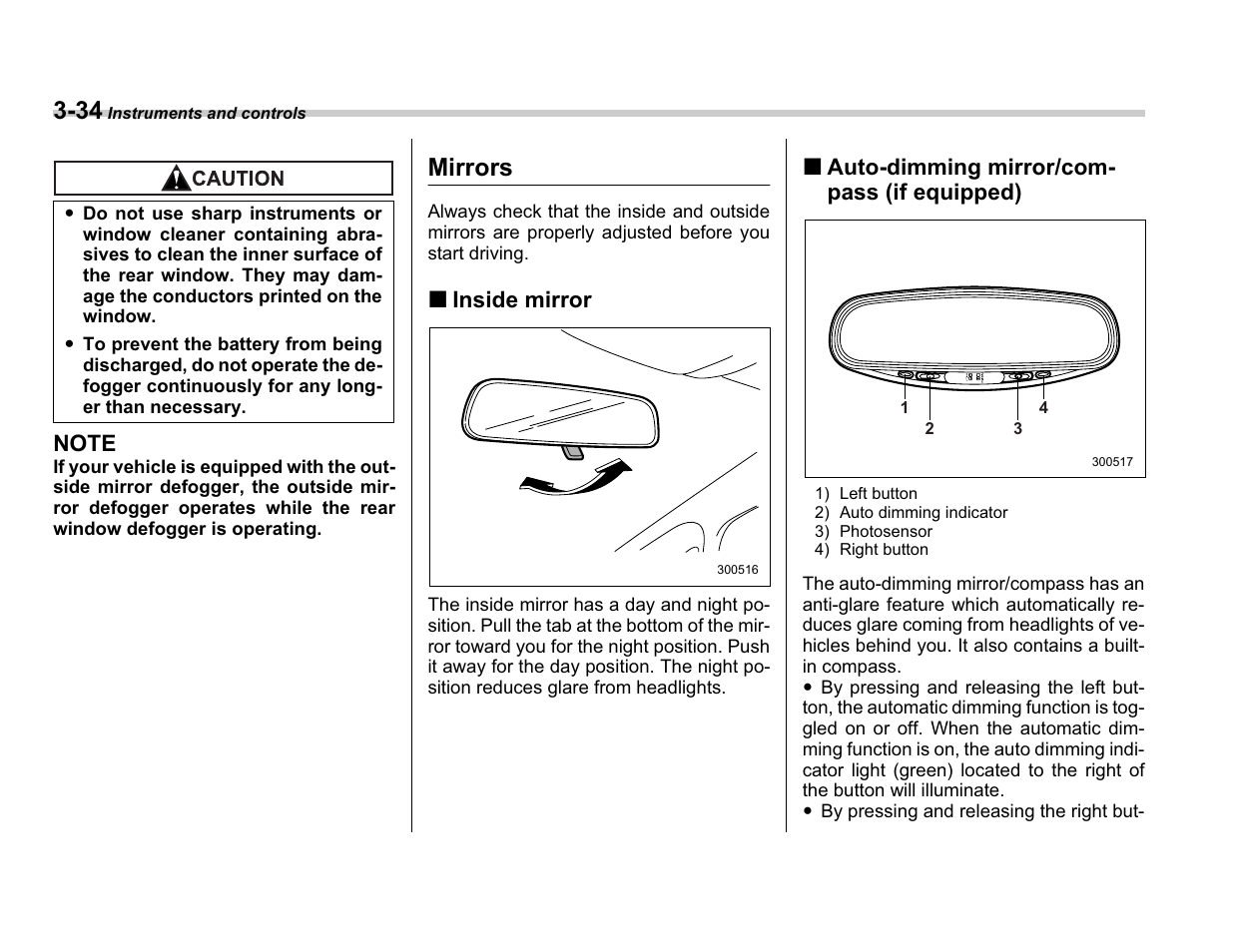 Mirrors | Subaru A3100BE User Manual | Page 154 / 376