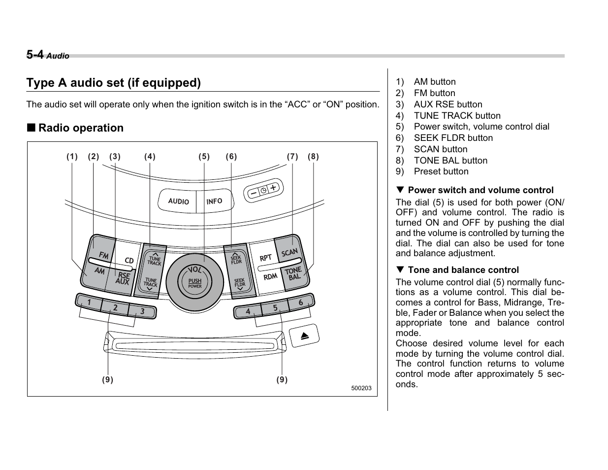 Type a audio set (if equipped) | Subaru A3100BE User Manual | Page 174 / 376
