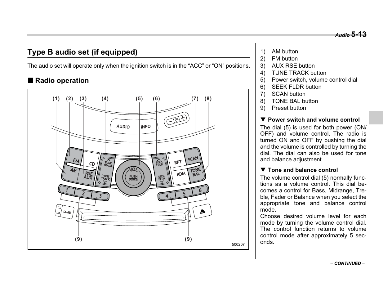 Type b audio set (if equipped), Radio operation | Subaru A3100BE User Manual | Page 183 / 376