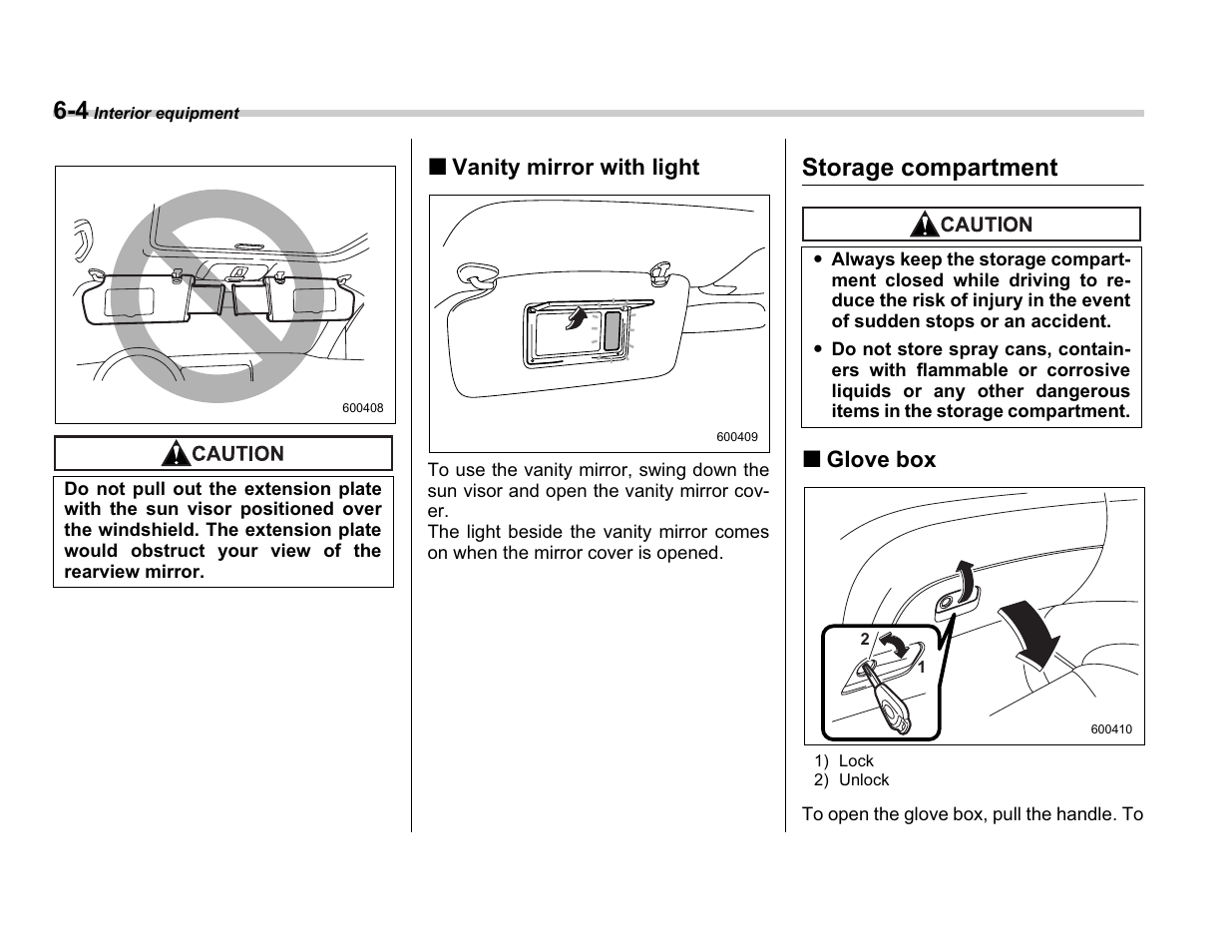 Storage compartment | Subaru A3100BE User Manual | Page 200 / 376