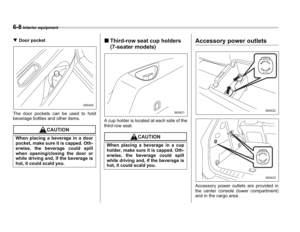 Accessory power outlets | Subaru A3100BE User Manual | Page 204 / 376