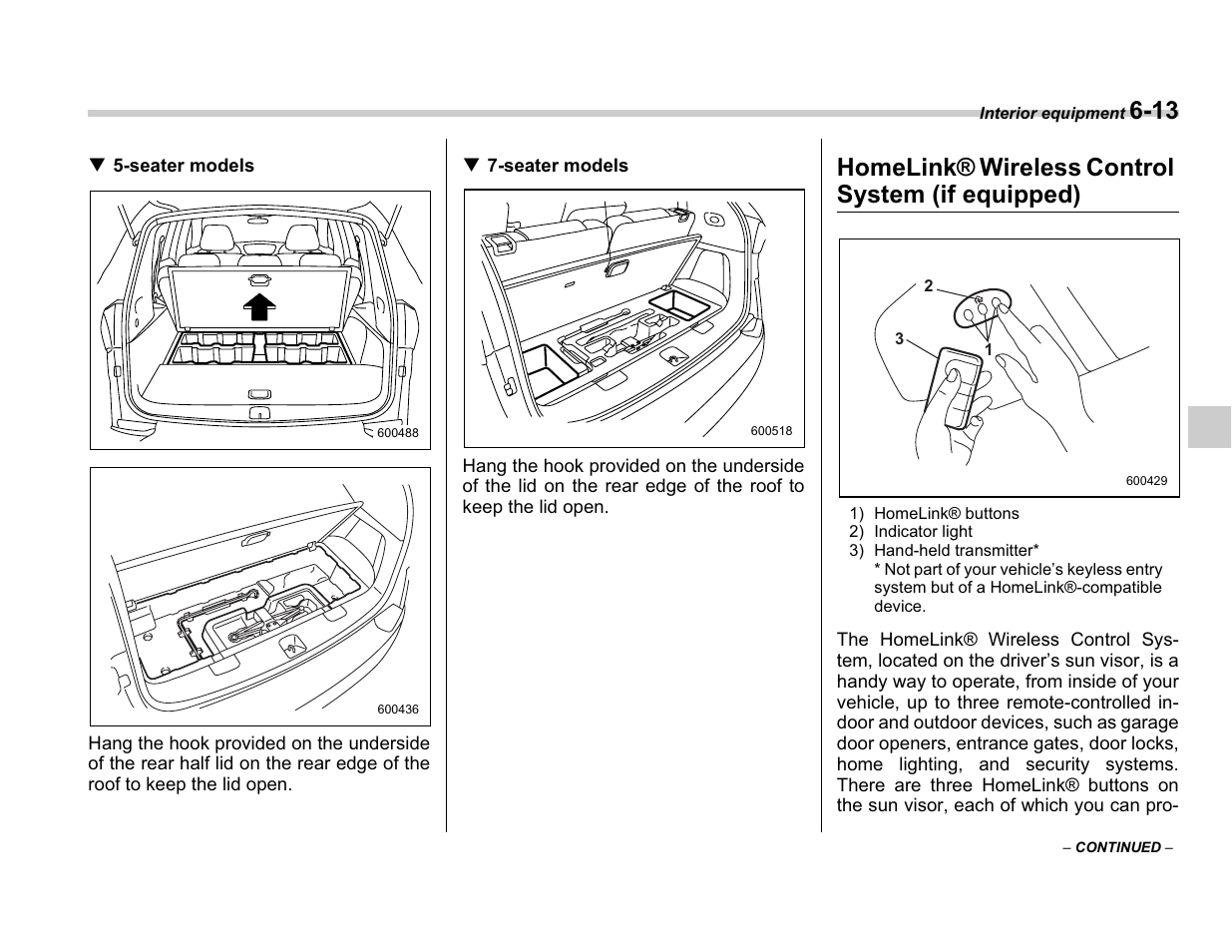 Homelink® wireless control system (if equipped) | Subaru A3100BE User Manual | Page 209 / 376