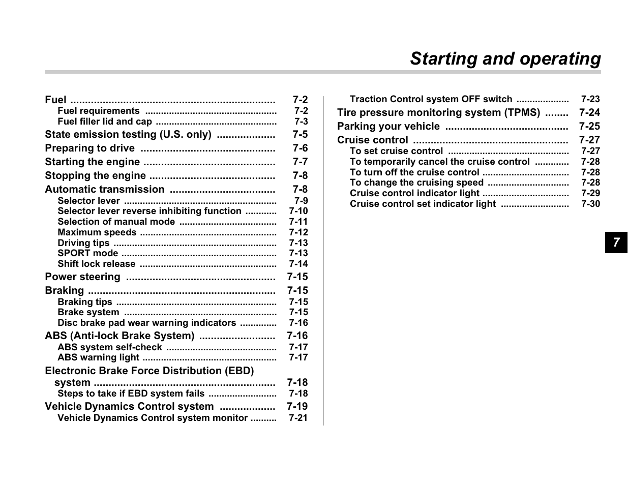 Starting and operating | Subaru A3100BE User Manual | Page 215 / 376