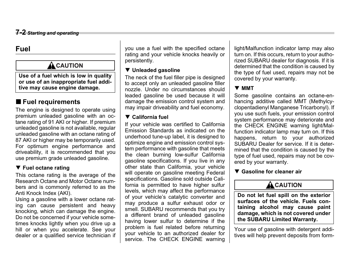 Fuel | Subaru A3100BE User Manual | Page 216 / 376