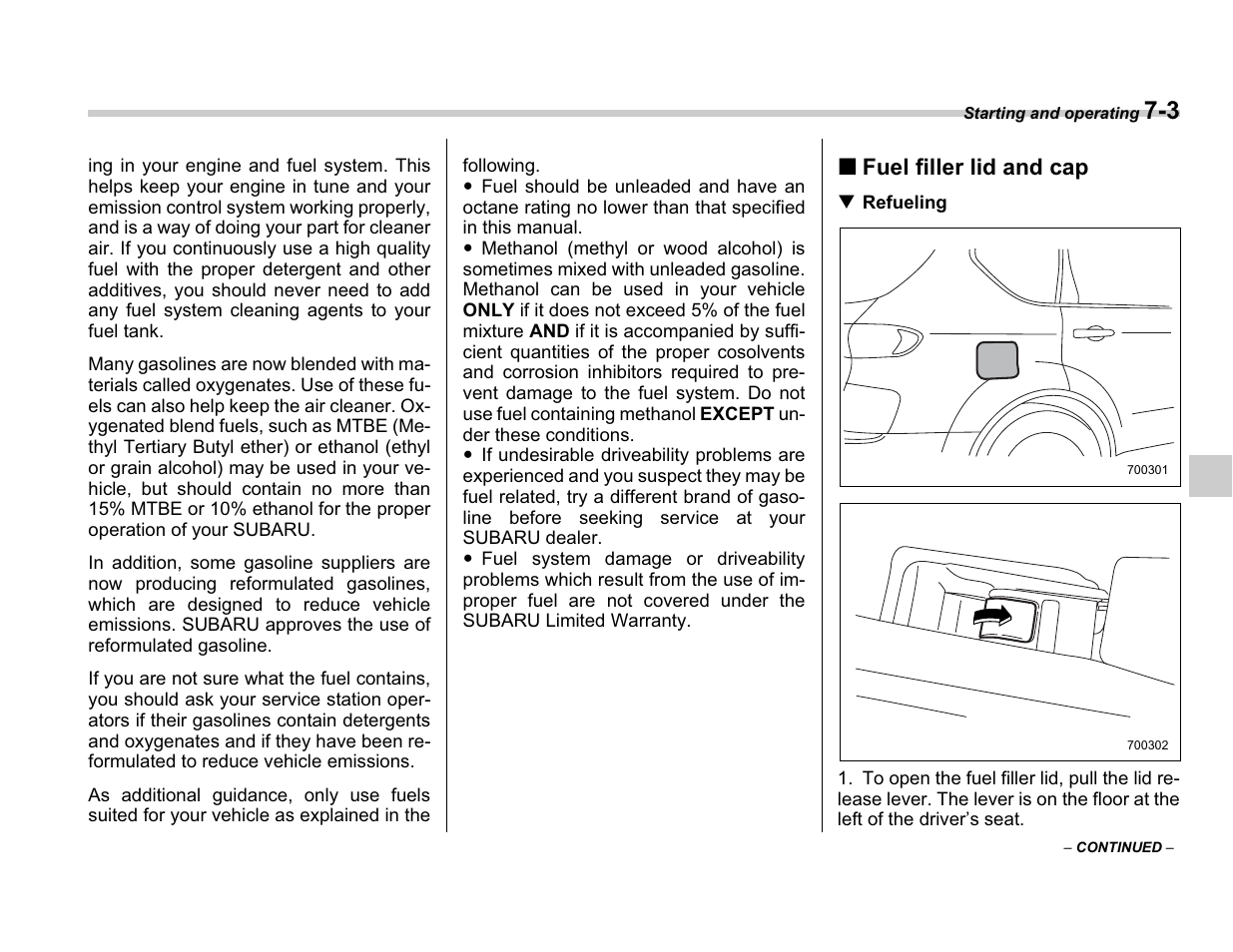 Fuel filler lid and cap | Subaru A3100BE User Manual | Page 217 / 376