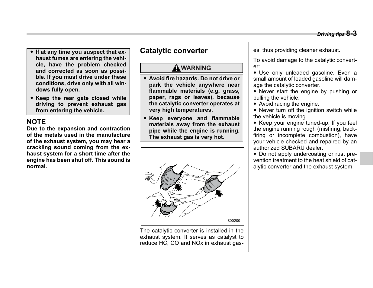 Catalytic converter | Subaru A3100BE User Manual | Page 247 / 376