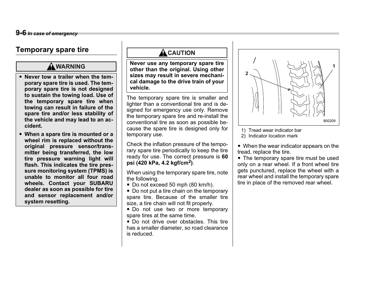 Temporary spare tire | Subaru A3100BE User Manual | Page 276 / 376