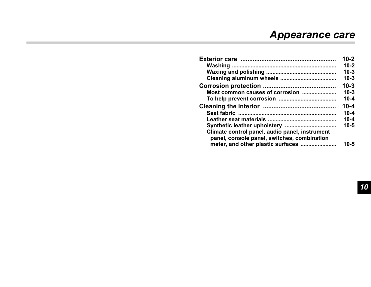 Appearance care | Subaru A3100BE User Manual | Page 291 / 376