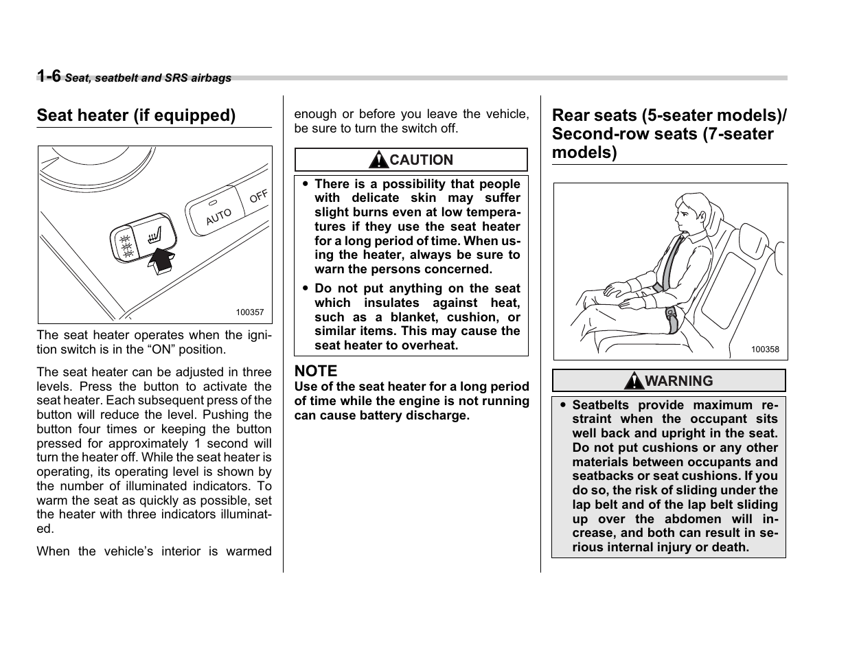 Seat heater (if equipped) | Subaru A3100BE User Manual | Page 30 / 376