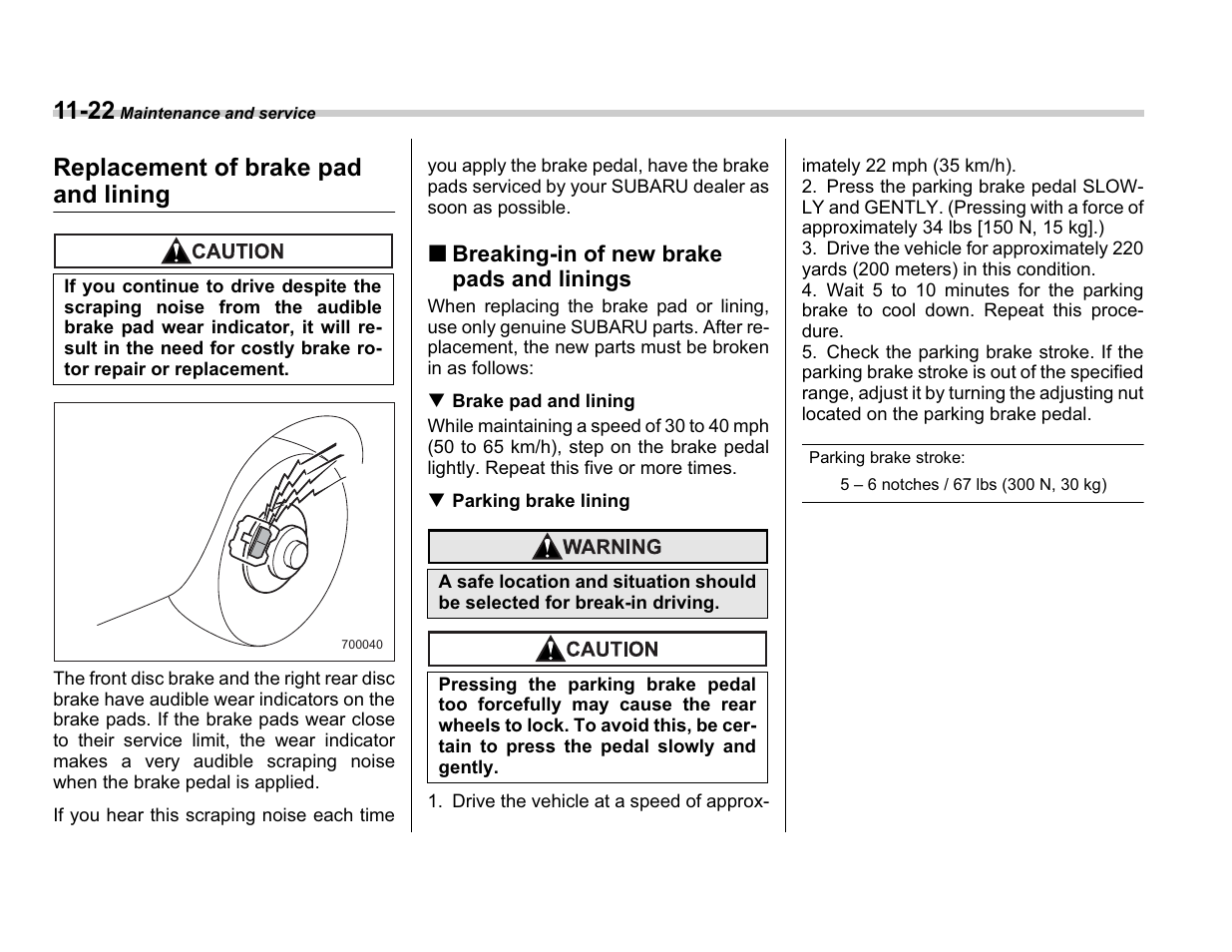 Replacement of brake pad and lining | Subaru A3100BE User Manual | Page 318 / 376