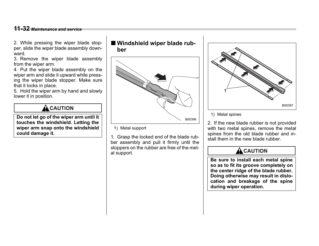 Windshield wiper blade rub- ber | Subaru A3100BE User Manual | Page 328 / 376