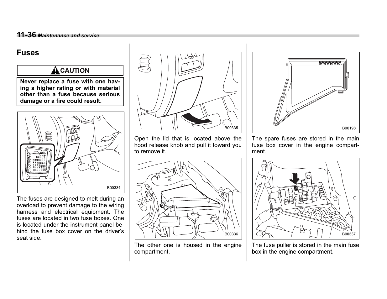 Fuses | Subaru A3100BE User Manual | Page 332 / 376