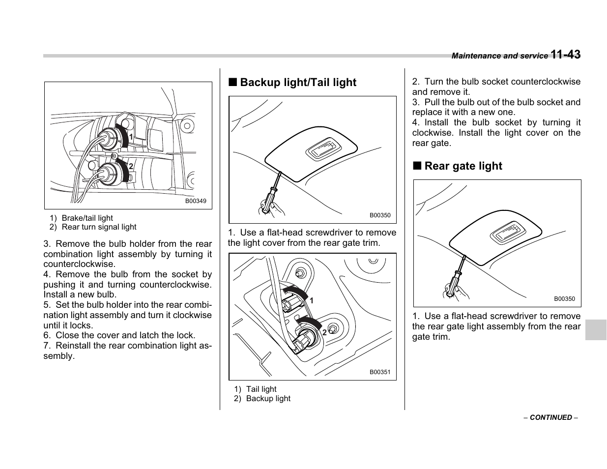 Backup light/tail light, Rear gate light | Subaru A3100BE User Manual | Page 339 / 376