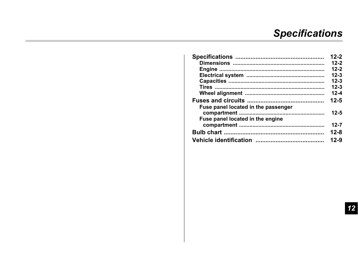 Specifications | Subaru A3100BE User Manual | Page 343 / 376