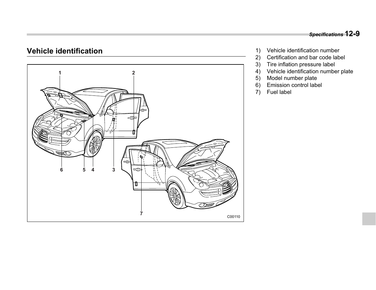 9 vehicle identification | Subaru A3100BE User Manual | Page 351 / 376