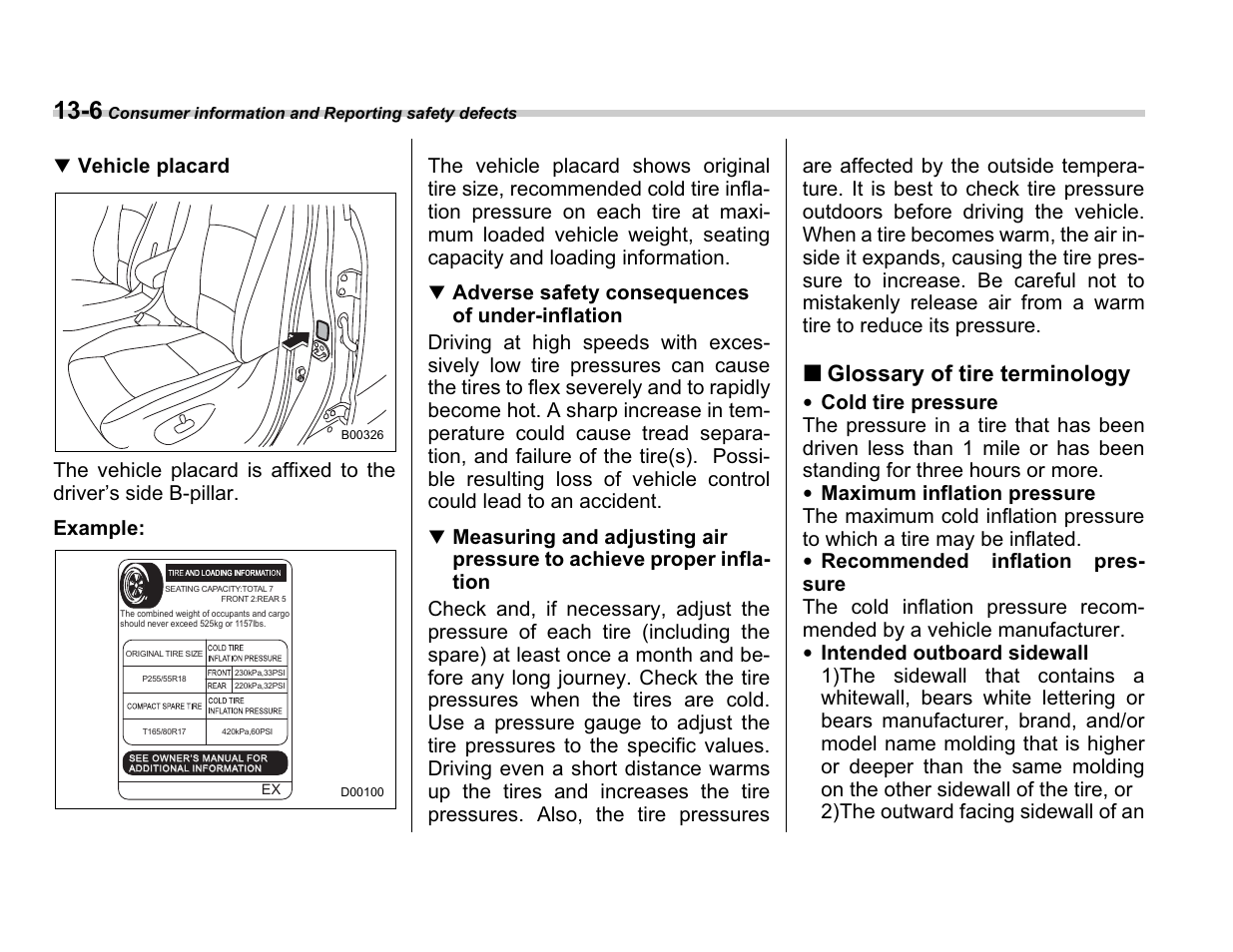 Glossary of tire terminology | Subaru A3100BE User Manual | Page 358 / 376