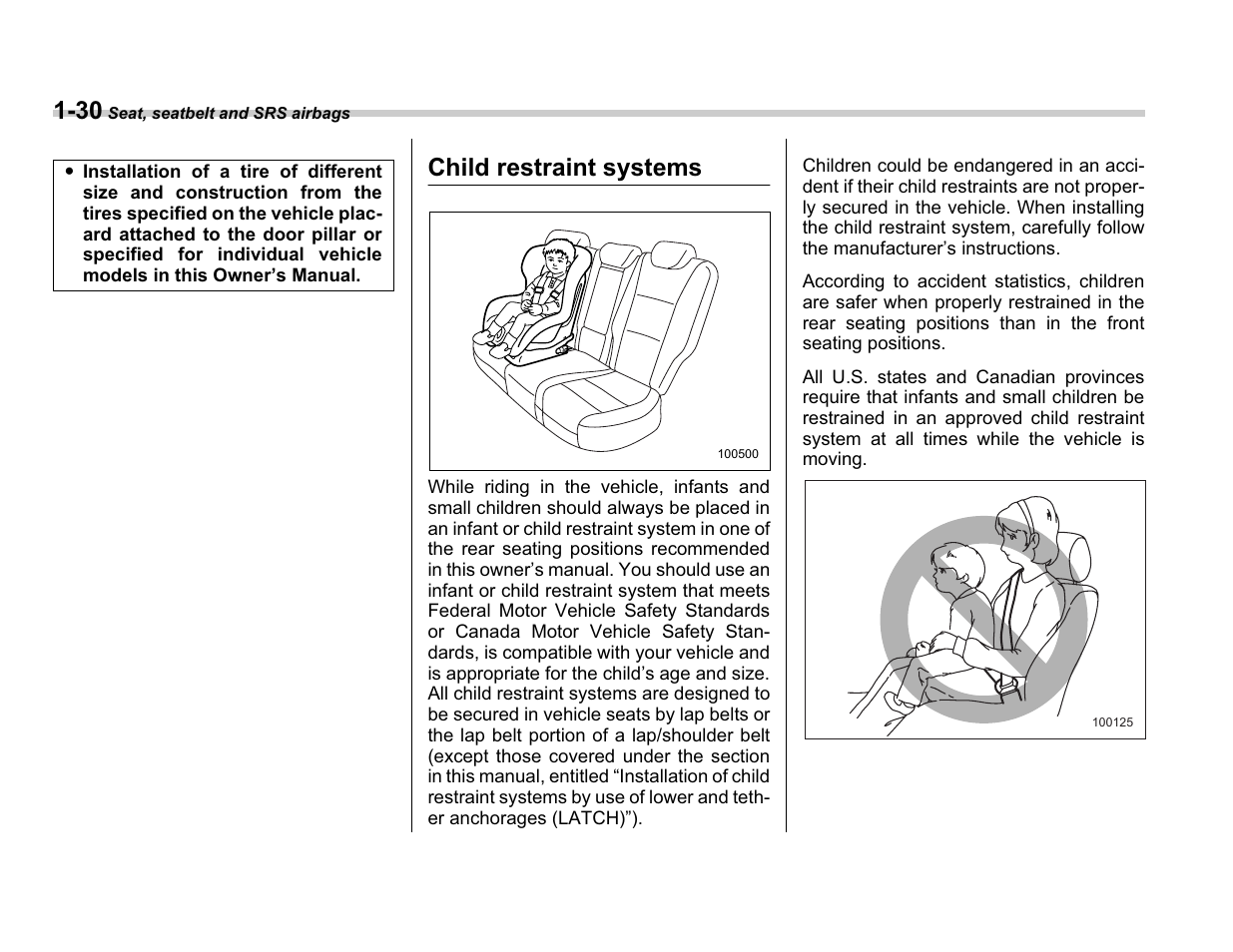 Child restraint systems | Subaru A3100BE User Manual | Page 54 / 376