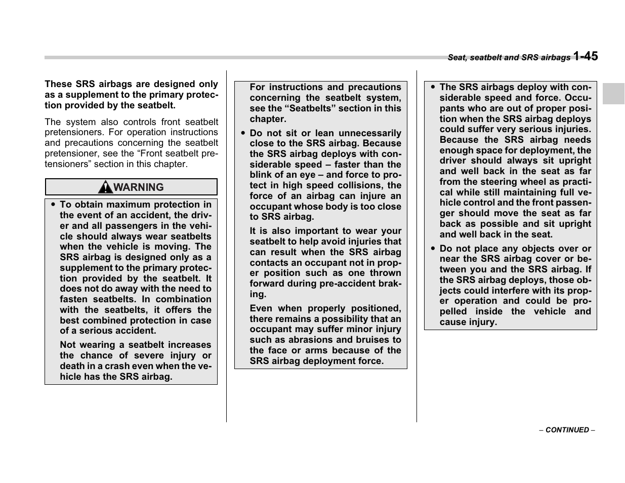 Subaru A3100BE User Manual | Page 69 / 376