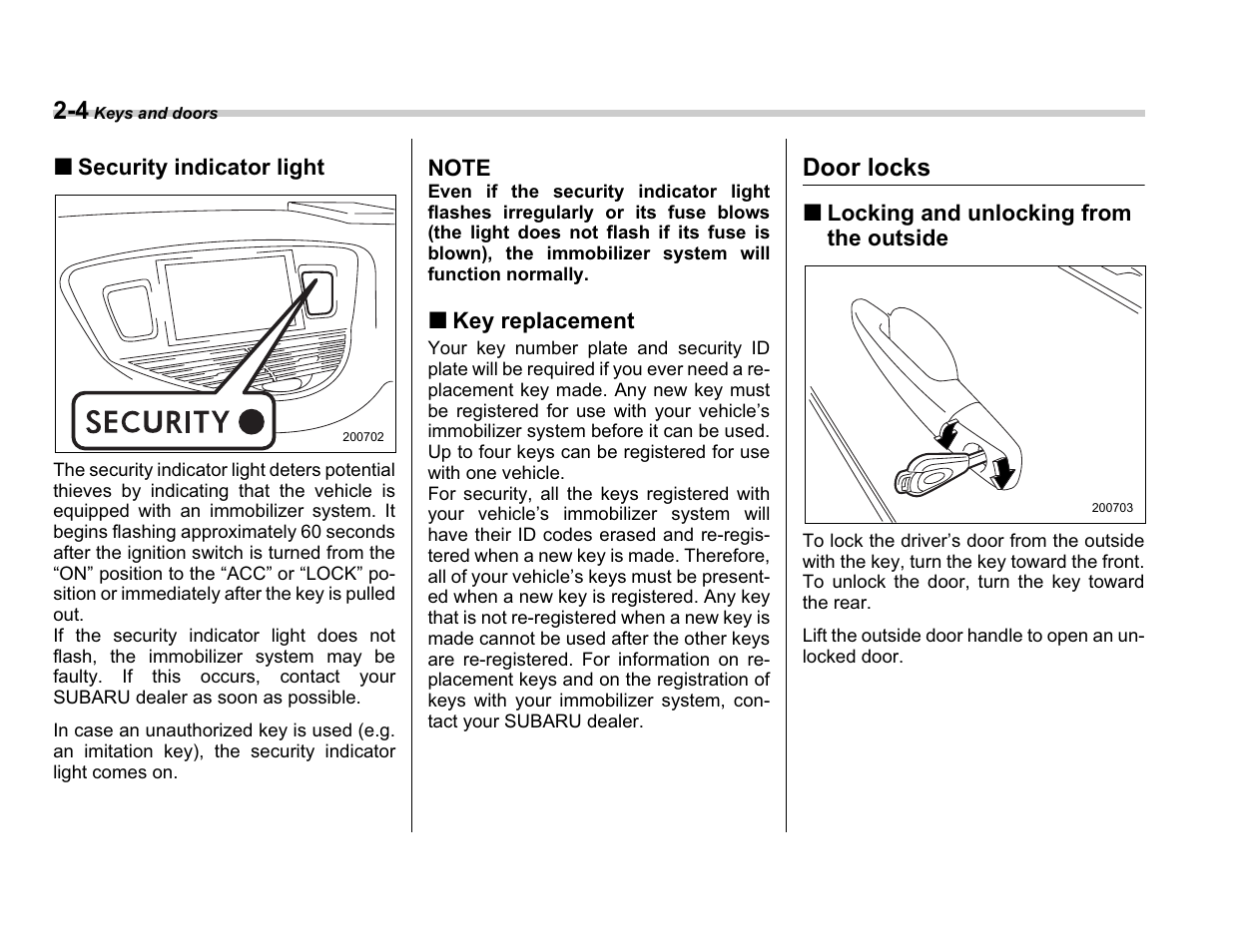 Door locks | Subaru A3100BE User Manual | Page 98 / 376