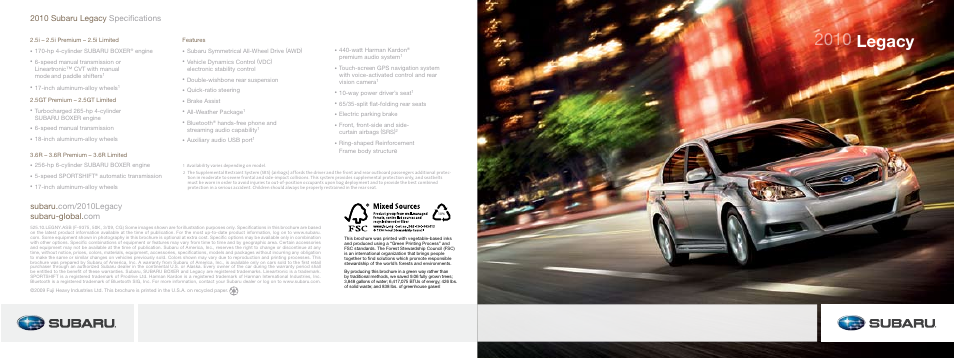 Subaru Legacy 2.5GT Premium User Manual | 7 pages