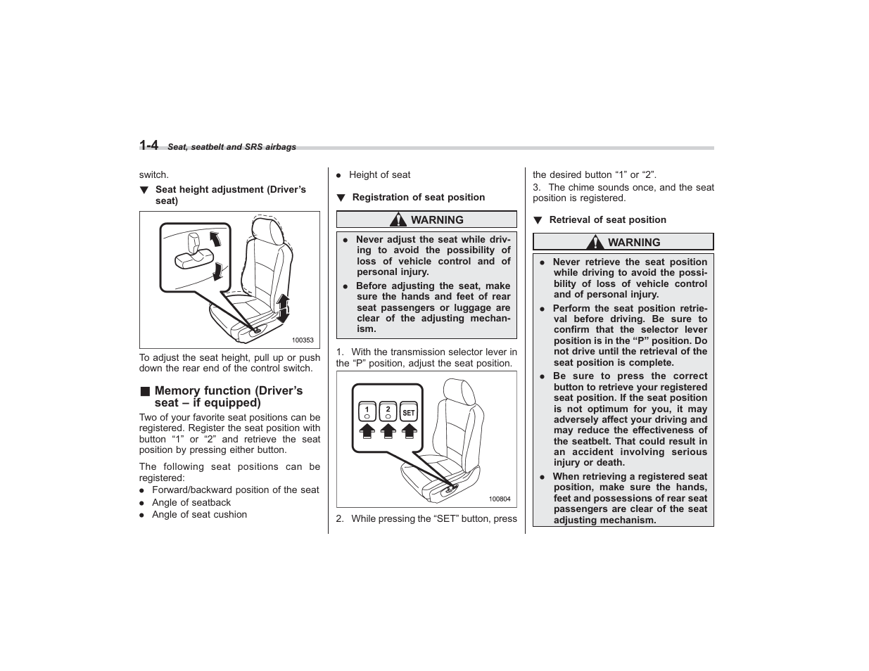 Subaru 2008 TRIBECA User Manual | Page 28 / 409