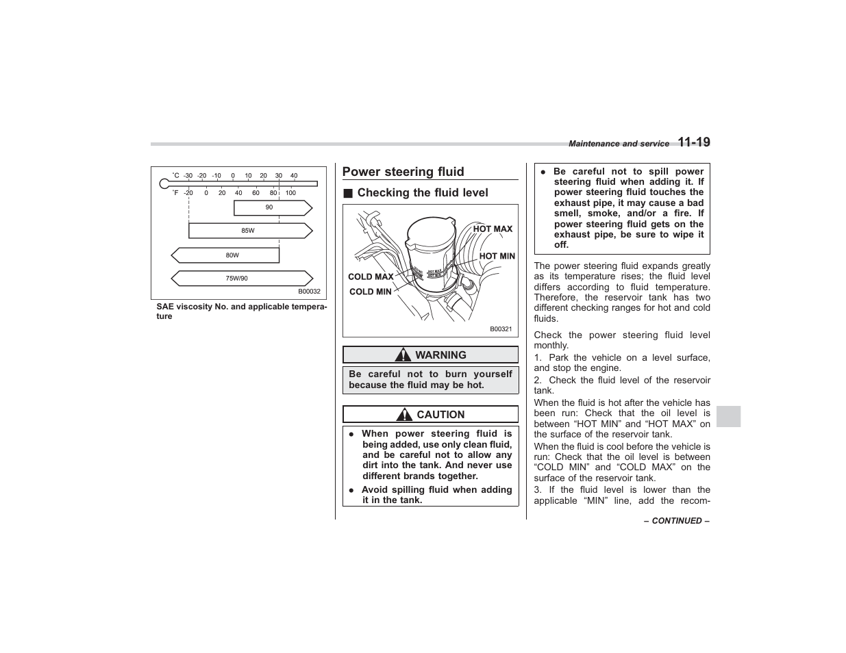 Power steering fluid | Subaru 2008 TRIBECA User Manual | Page 341 / 409