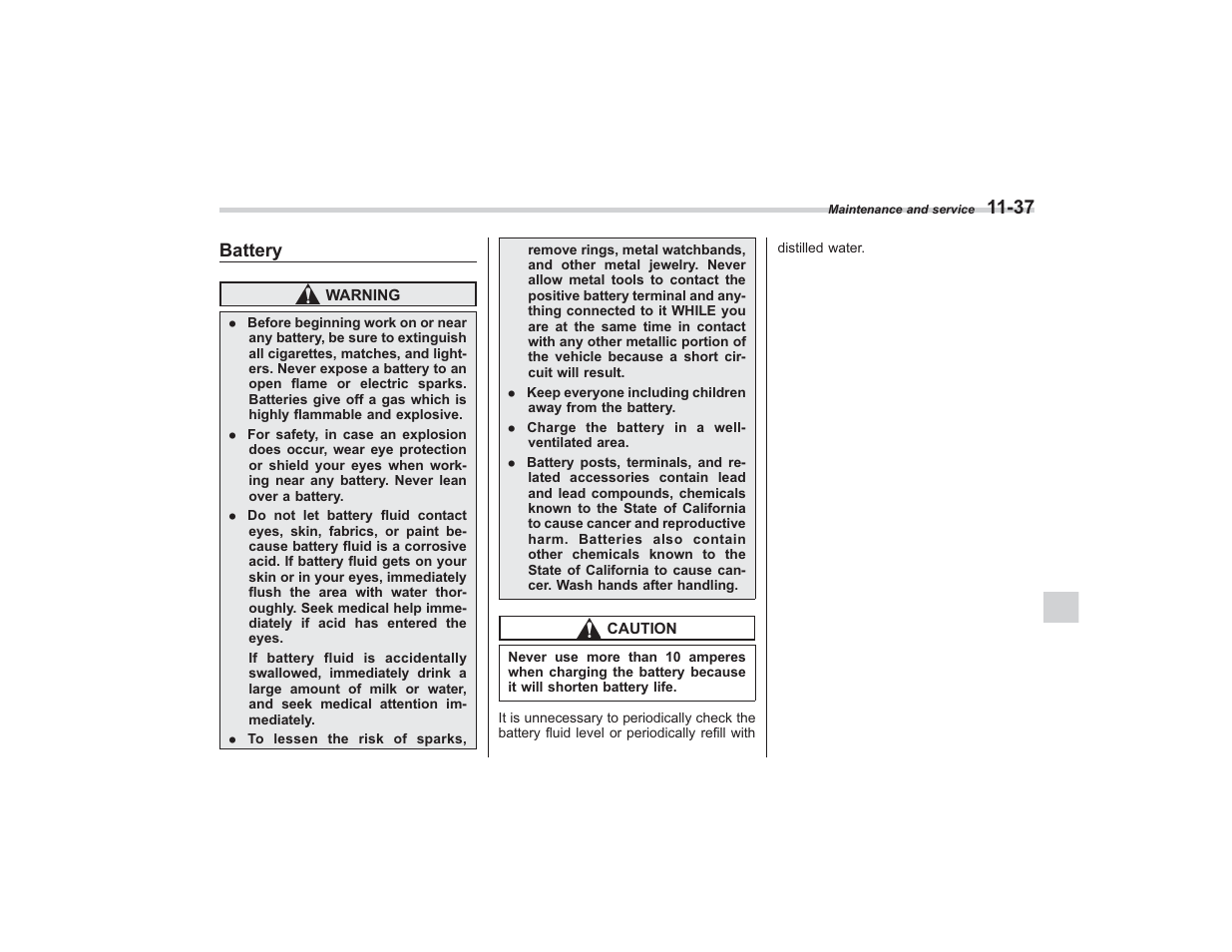 Battery | Subaru 2008 TRIBECA User Manual | Page 359 / 409