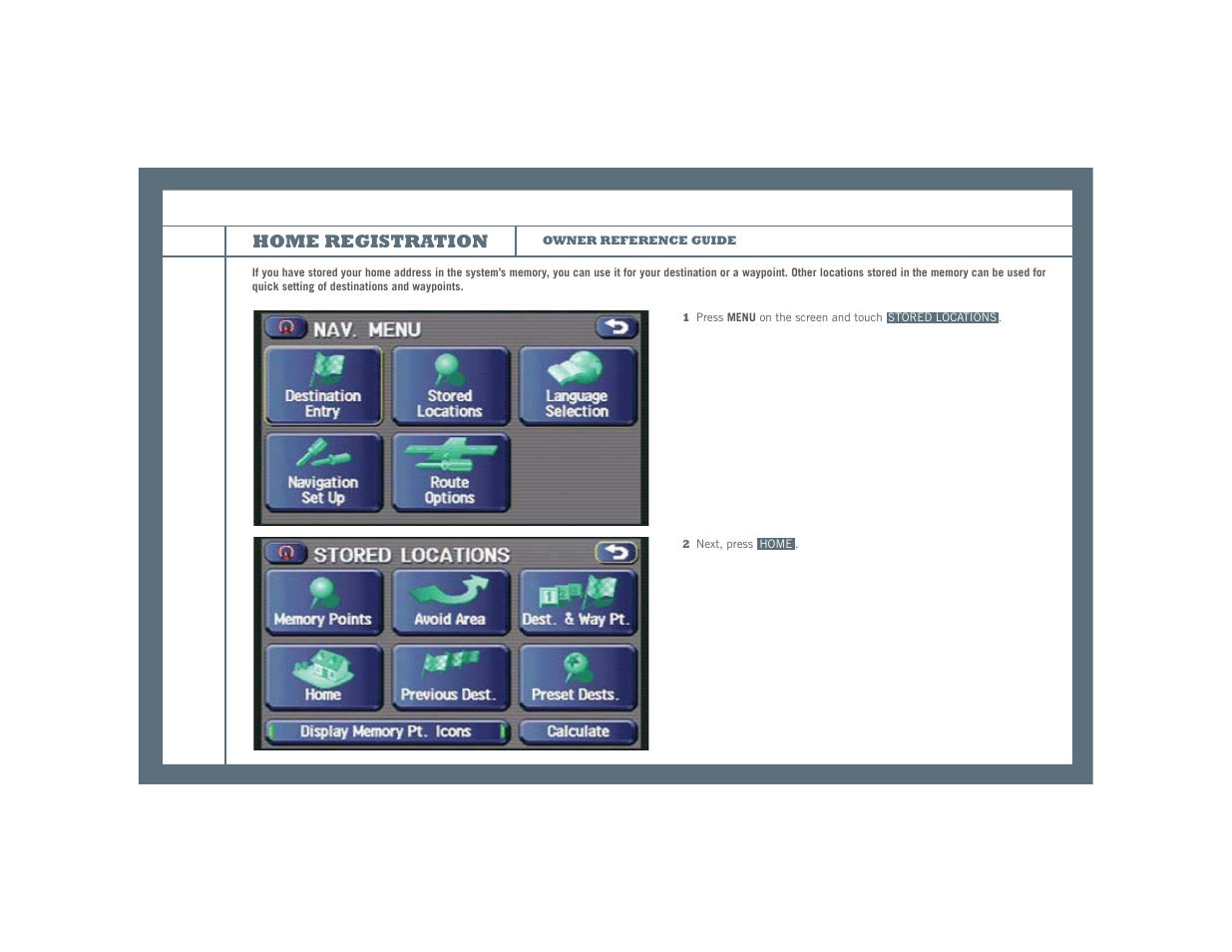 Home registration | Subaru Legacy User Manual | Page 12 / 16