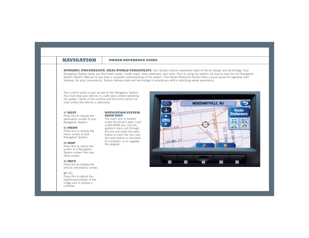 Navigation | Subaru Legacy User Manual | Page 2 / 16