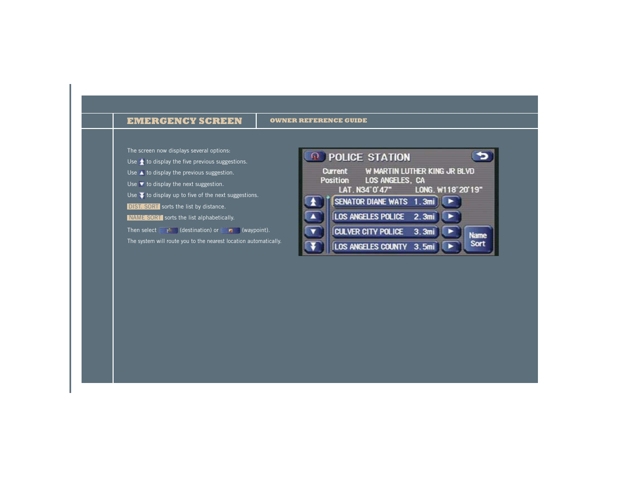 Emergency screen | Subaru Legacy User Manual | Page 5 / 16