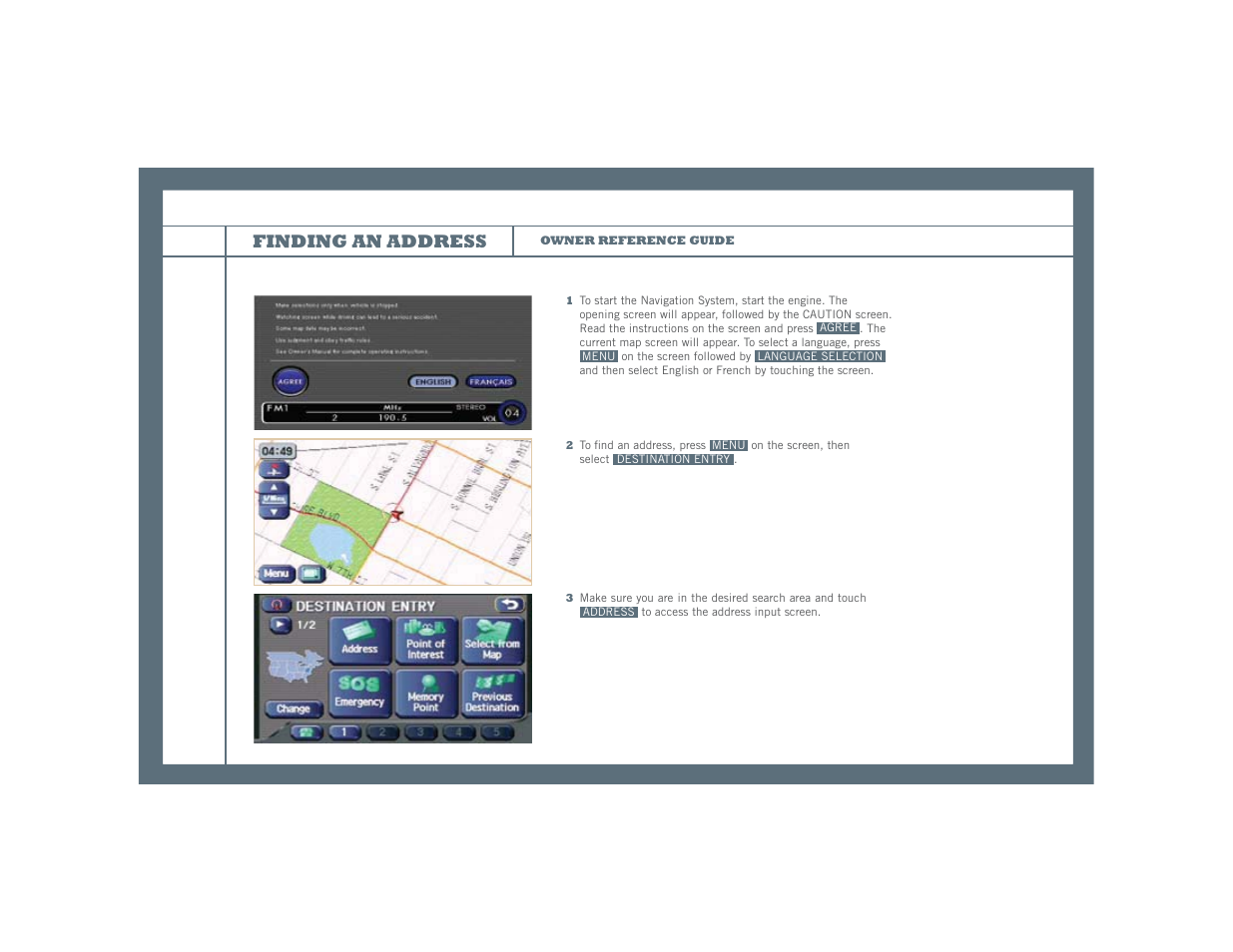 Finding an address | Subaru Legacy User Manual | Page 6 / 16