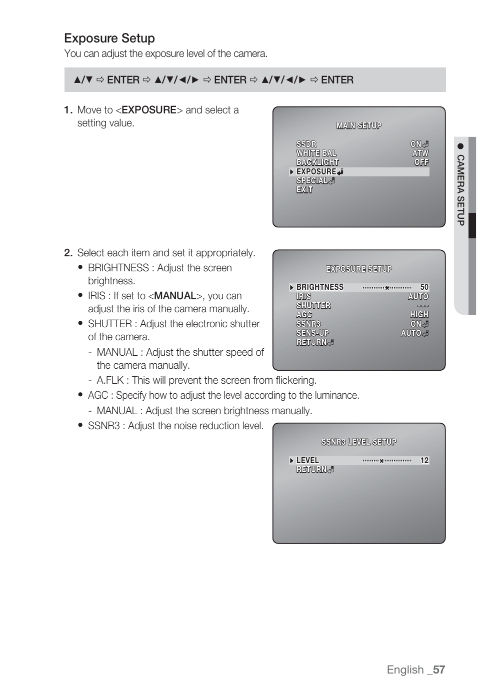 Exposure setup, English _57 | Sharp SND-5080 User Manual | Page 57 / 101