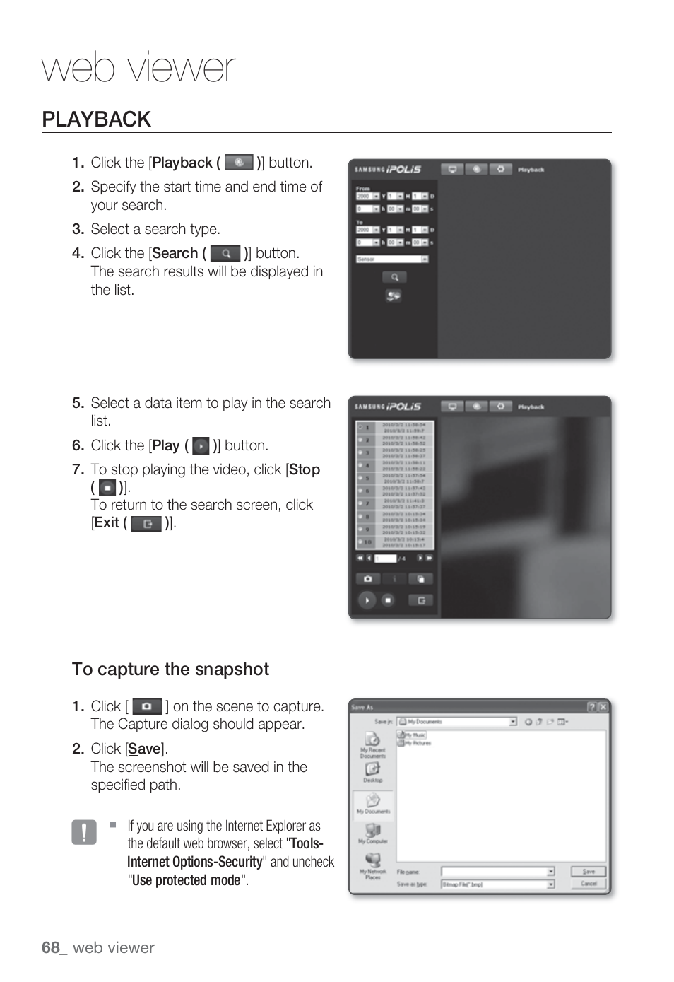 Web viewer, Playback | Sharp SND-5080 User Manual | Page 68 / 101