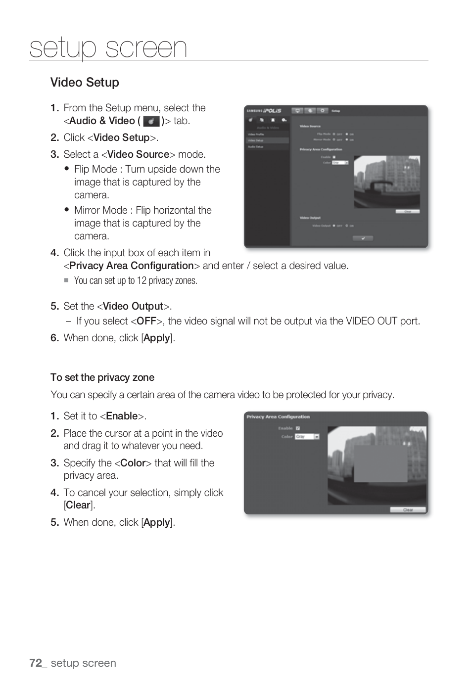 Setup screen | Sharp SND-5080 User Manual | Page 72 / 101