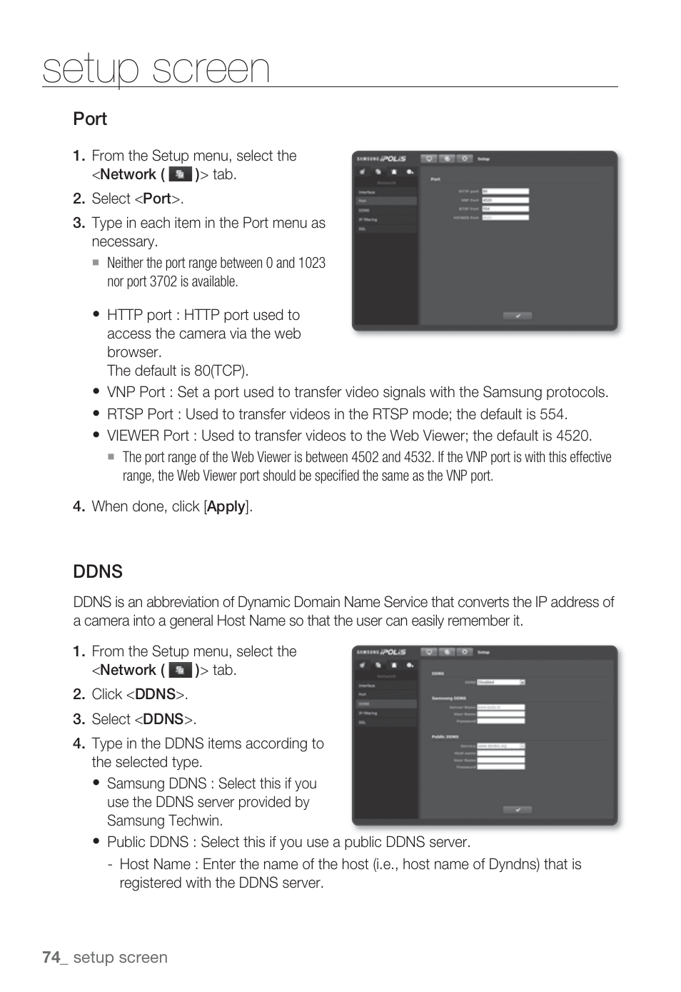 Setup screen | Sharp SND-5080 User Manual | Page 74 / 101