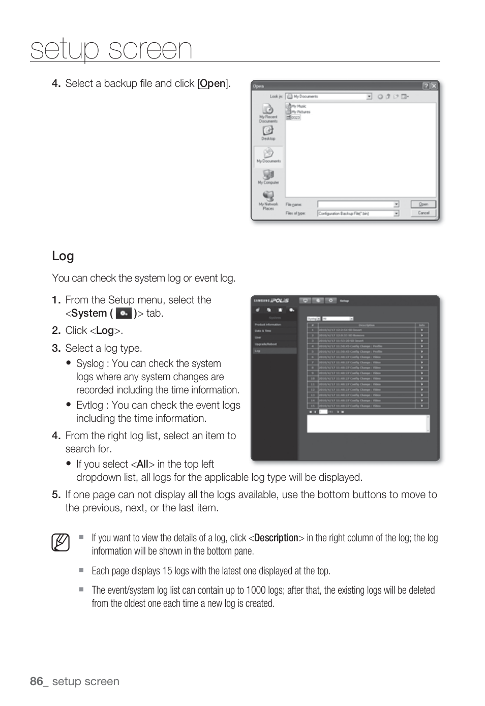 Setup screen | Sharp SND-5080 User Manual | Page 86 / 101