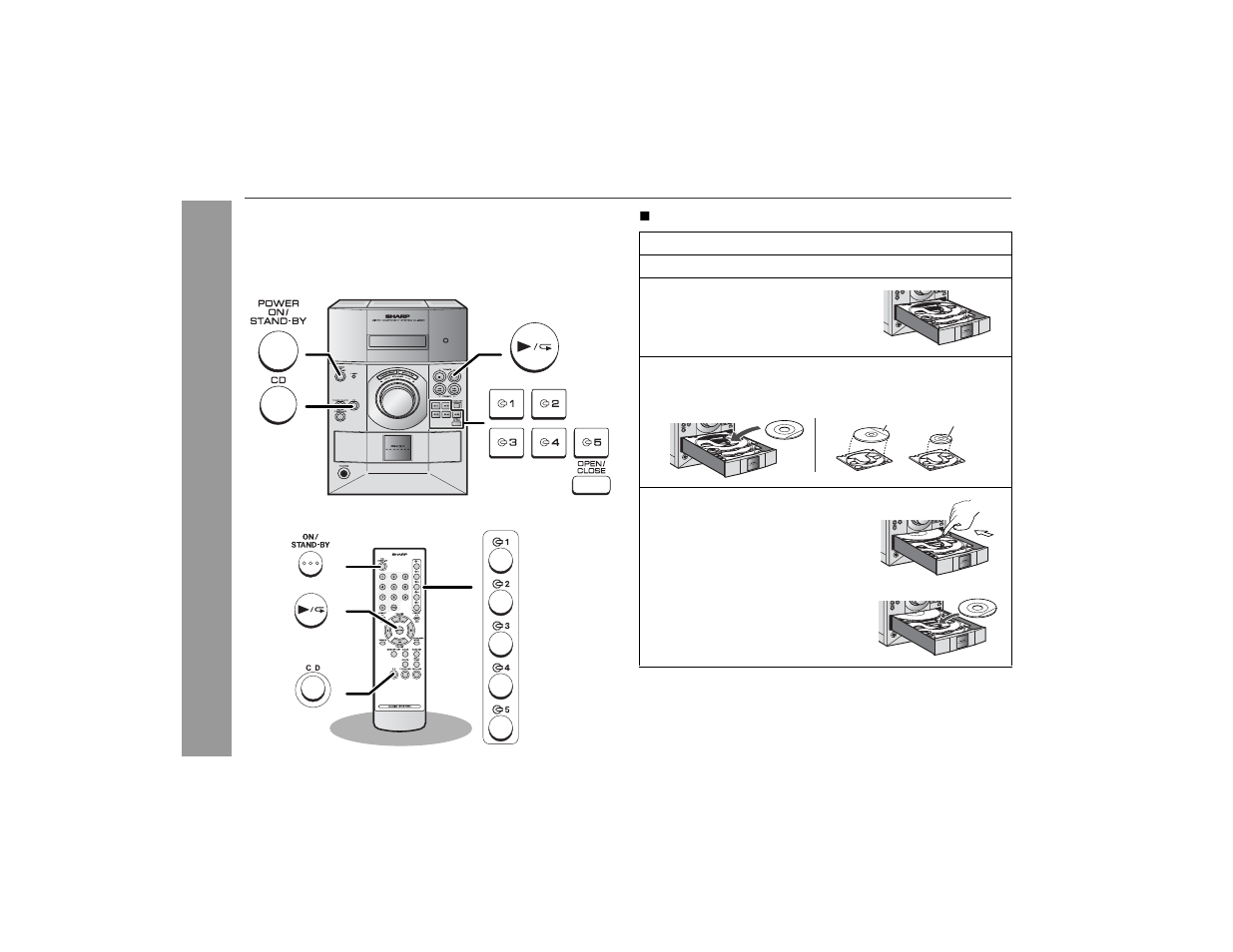 Listening to a cd (cds), Cd p lay b a ck | Sharp XL-ES50 User Manual | Page 16 / 31