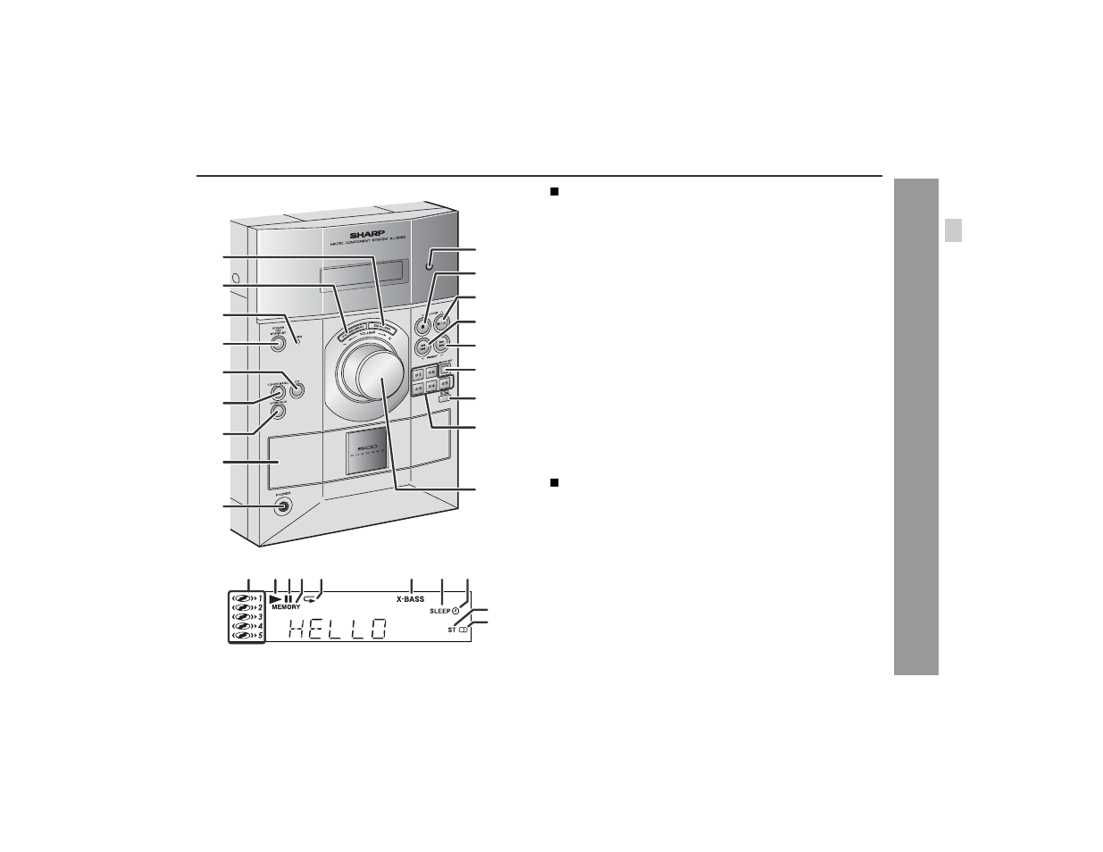 Controls and indicators | Sharp XL-ES50 User Manual | Page 7 / 31