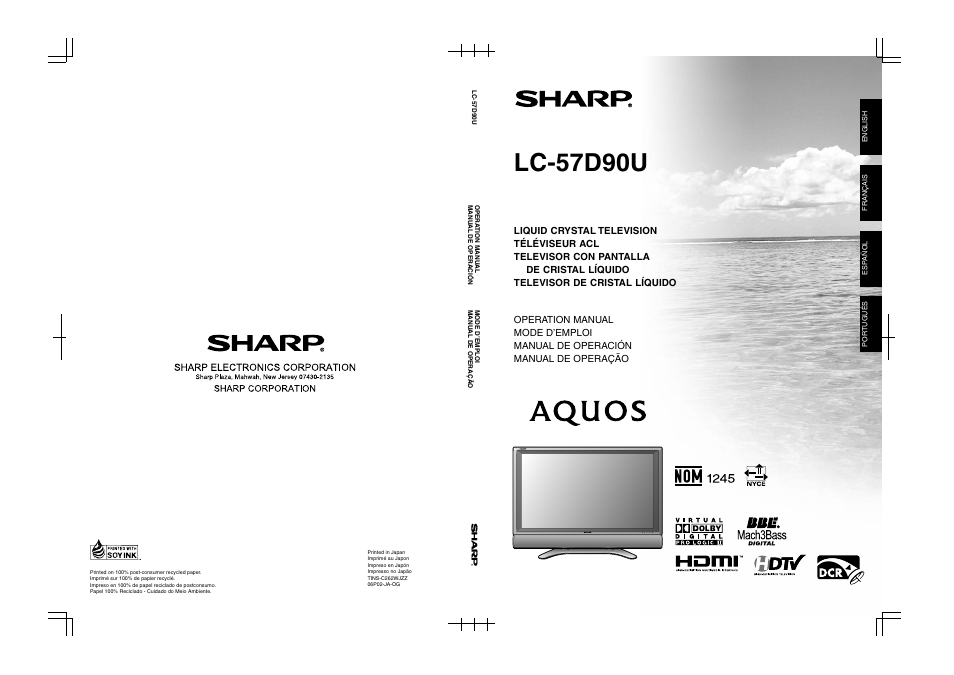 Sharp Aquos LC 57D90U User Manual | 78 pages