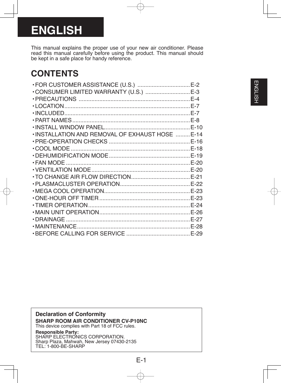 Sharp CV-P10NC User Manual | Page 3 / 64