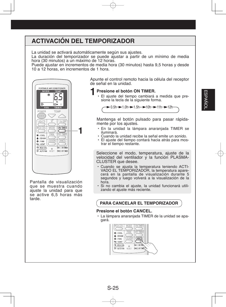 Activación del temporizador, S-25 | Sharp CV-P10NC User Manual | Page 57 / 64