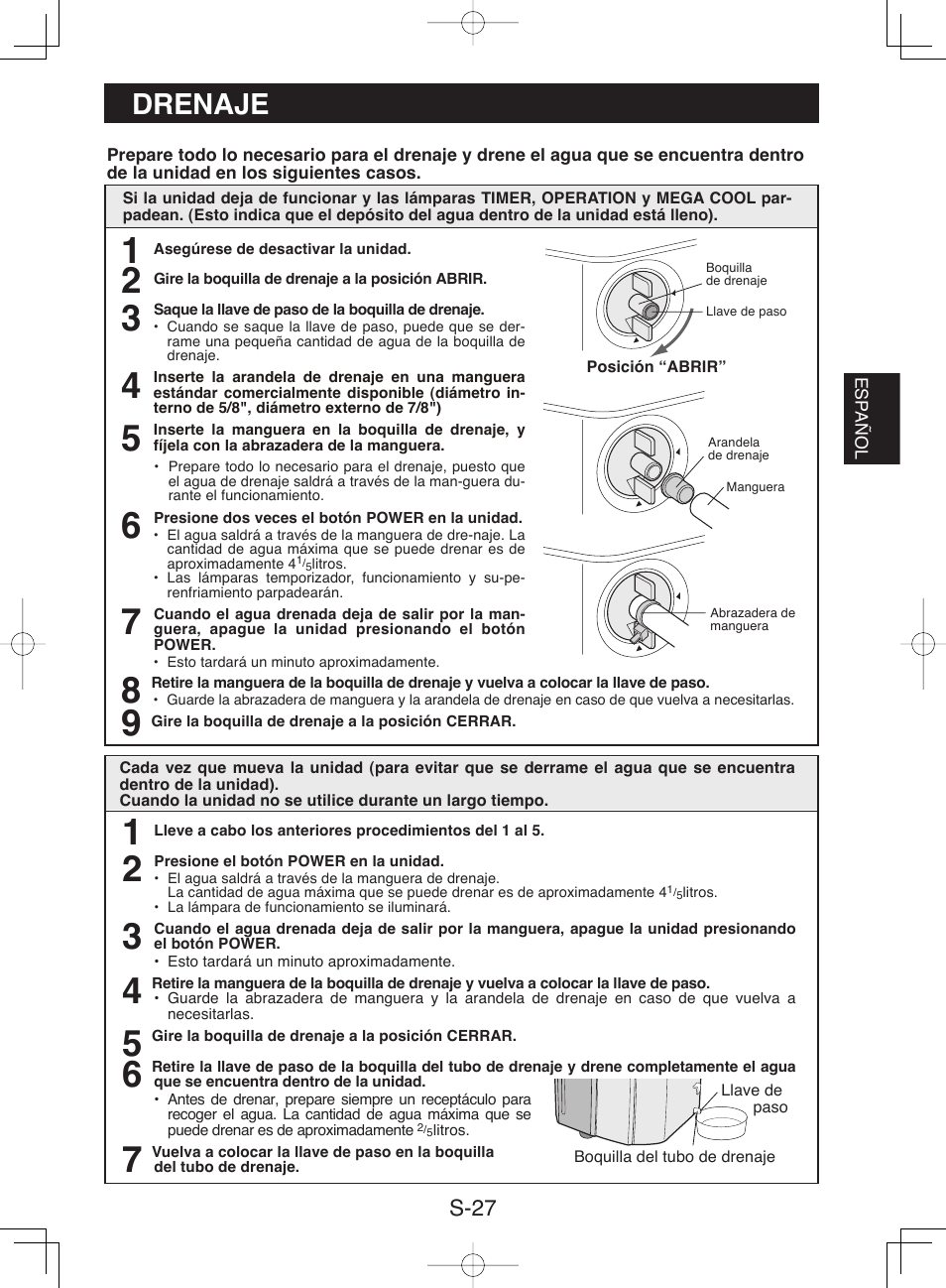 Drenaje | Sharp CV-P10NC User Manual | Page 59 / 64