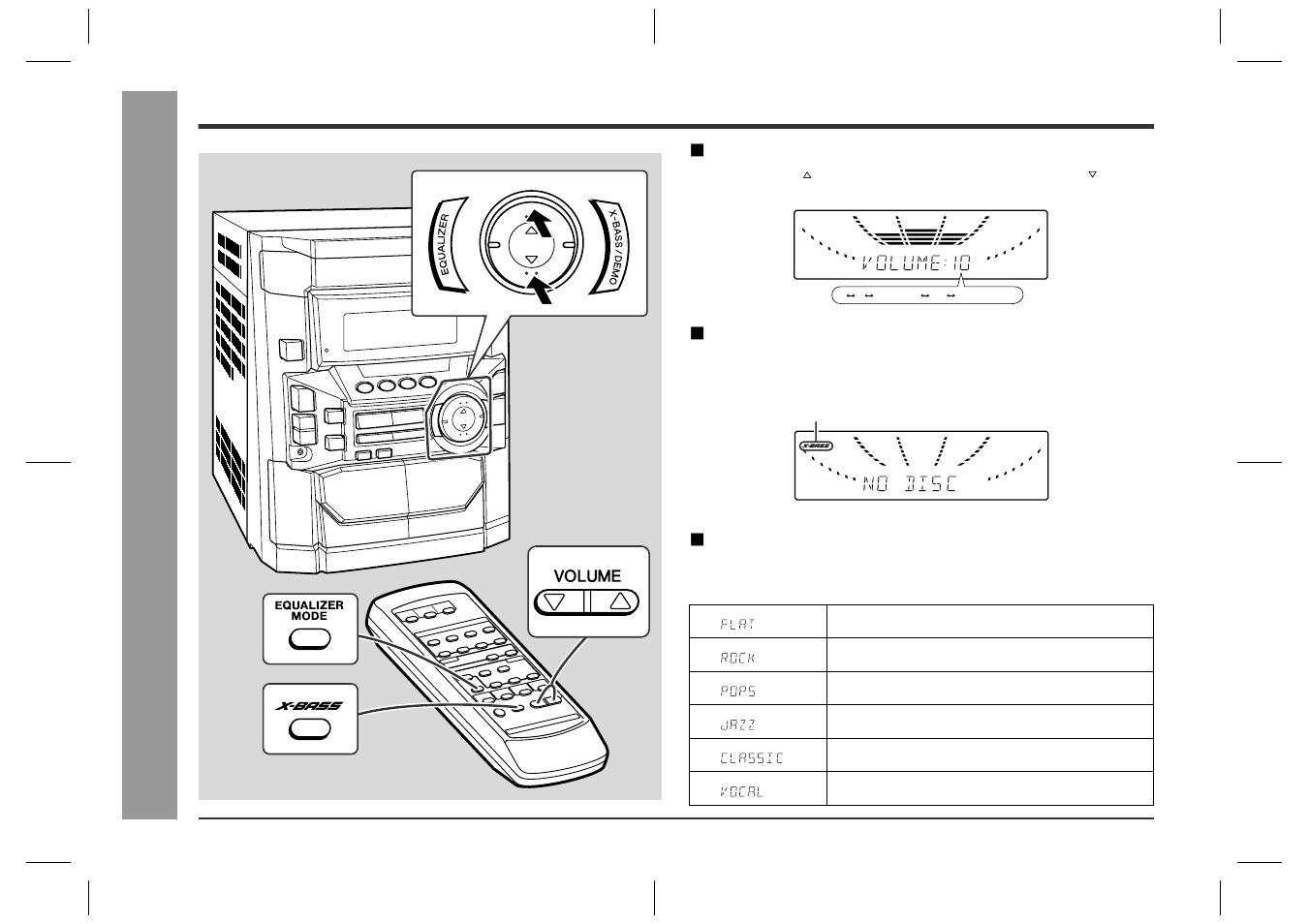 Sound control, Ba sic oper ation, Volume control | Bass control, Equalizer | Sharp CD-BA2600 User Manual | Page 14 / 32