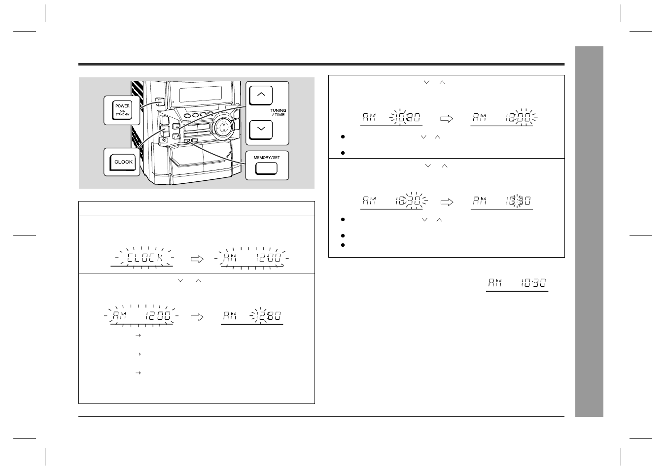 Setting the clock, Ba sic oper ation | Sharp CD-BA2600 User Manual | Page 15 / 32