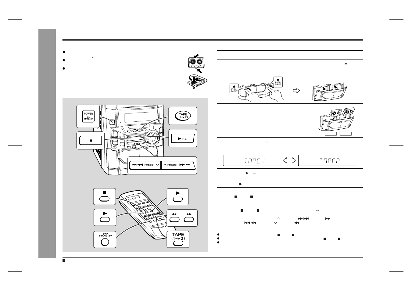 Listening to a cassette tape (tape 1 or tape 2) | Sharp CD-BA2600 User Manual | Page 22 / 32