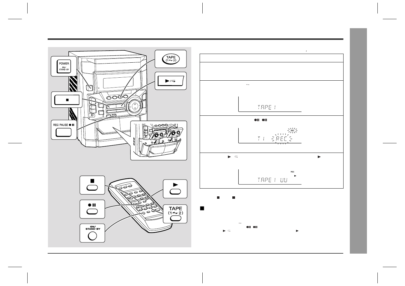 Dubbing from tape to tape, Ta pe reco rd in g | Sharp CD-BA2600 User Manual | Page 25 / 32