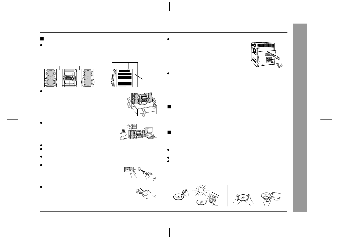 Precautions, Ge ne ral inf o rma tion, General | Volume control, Care of compact discs | Sharp CD-BA2600 User Manual | Page 5 / 32