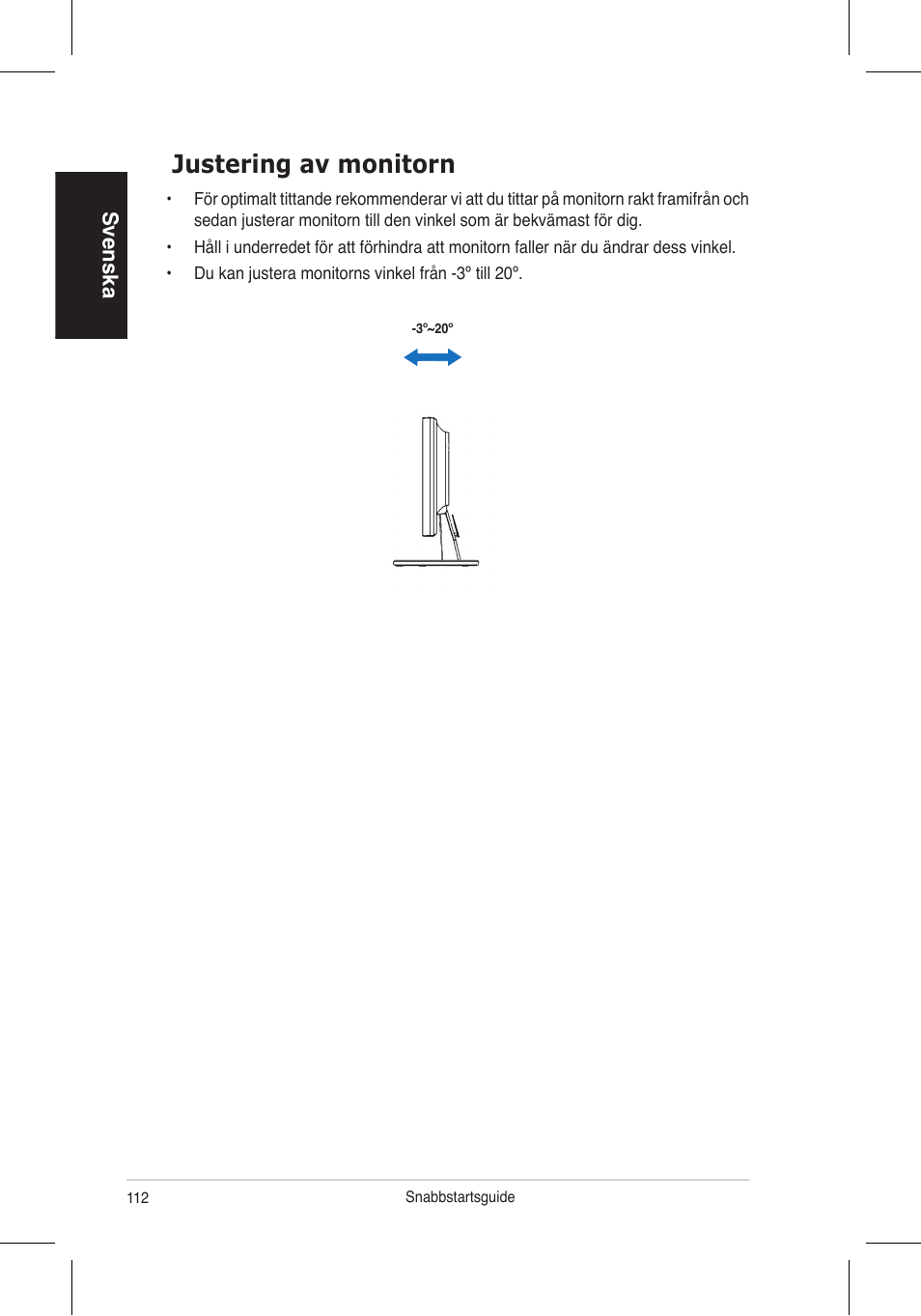 Justering av monitorn, Svenska | Asus VW195 User Manual | Page 114 / 170